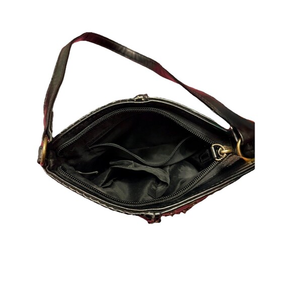 VTG High Heel Stiletto Bootie Purse Shoulder Bag Black Gold Brass Chain Trim - Picture 7 of 13